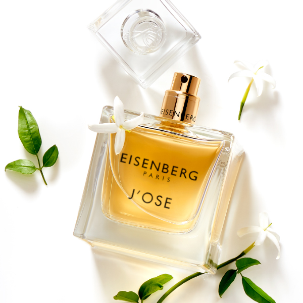 eau de parfum for women with jasmine against a white background